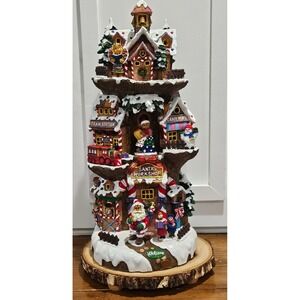 Jaimy's Christmas Lighted Treehouse 20.5" 3 Story Santa's Workshop Village